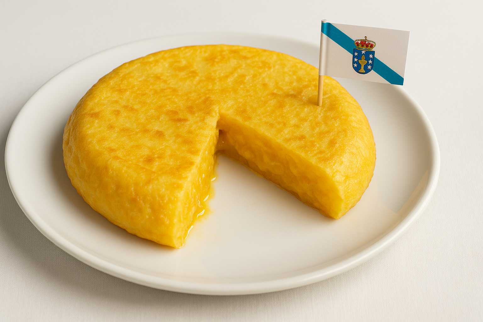 perfecto, quiza ese trozo de tortilla que esta sobresaliendo, y añade el escudo de galicia a la bandera